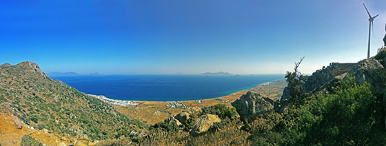 Looking towards Gyali & Nissyros 
 Kardamena in the far right 
 Mitsis Blue Domes below on the left and Turkey in the far left background